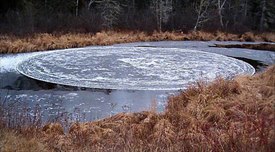 Круглые льдины на реке