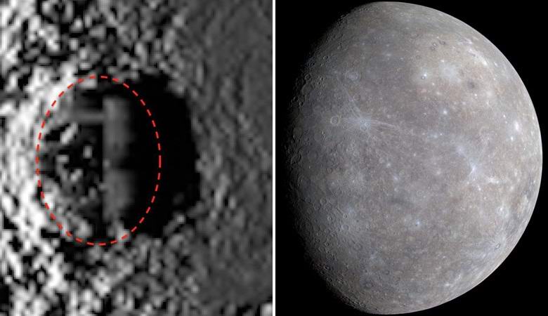 Прямоугольный объект, напоминающий строение, нашли на Меркурии