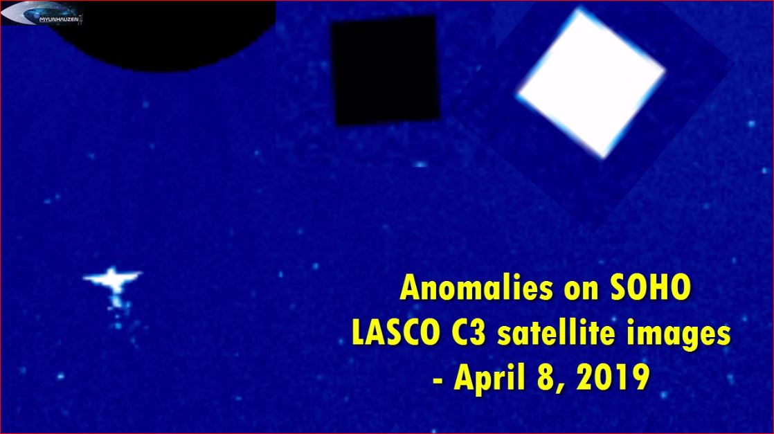 Аномалии на снимках спутника SOHO LASCO C3 - 8 апреля 2019