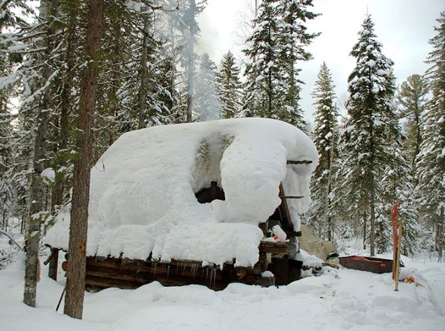 Сибирская тайга. охотничье зимовье