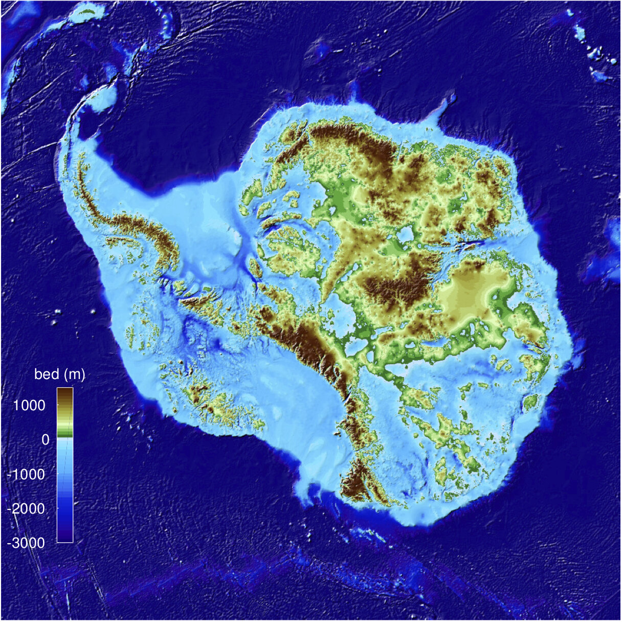 Топографическая карта Антарктиды позволила выявить самую глубокую впадину земной суши