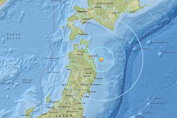 В Японии зафиксировано землетрясение магнитудой 5,9